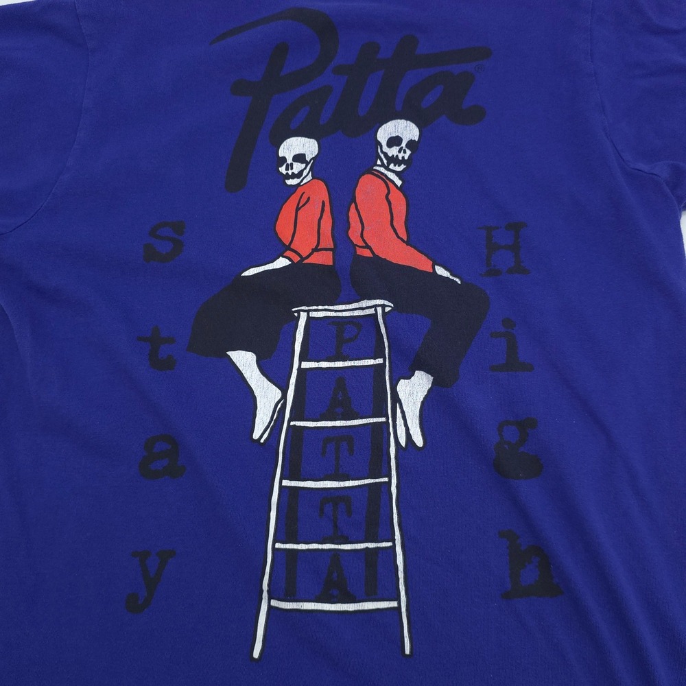 Patta Graphic Mens Blue Stay High Skeleton Short Sleeve Tee Size Small - Picture 4 of 9